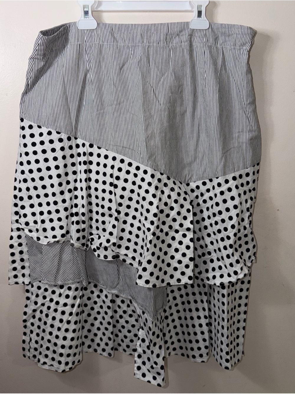 Versatile Black & White Polka Dot Tiered Skirt